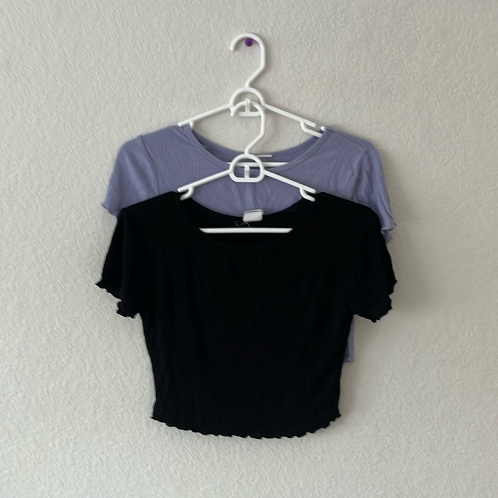 bundle: two tilly’s baby tees, purple and black